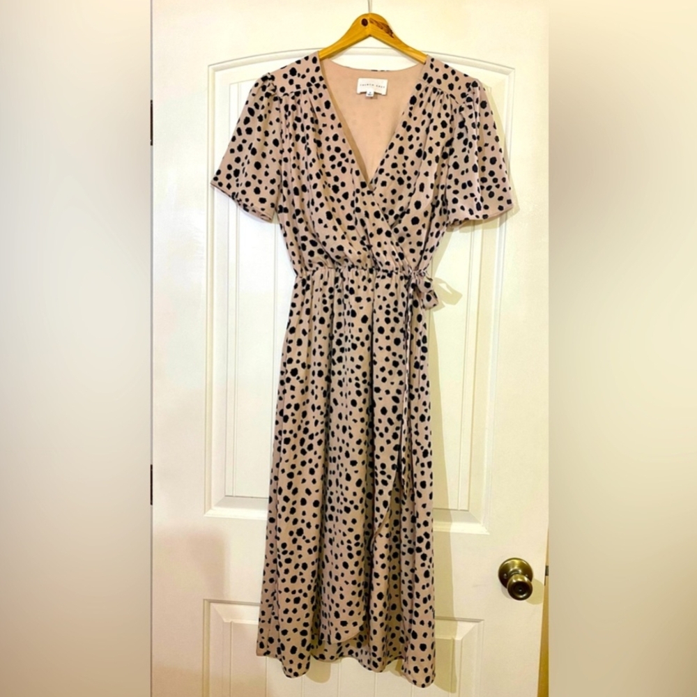 French Grey Beautiful Pale Pink Polka Dot Dress from StitchFix